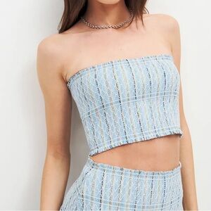 REFORMATION Henna Strapless Crop Top Cabana Stripe Small NWT